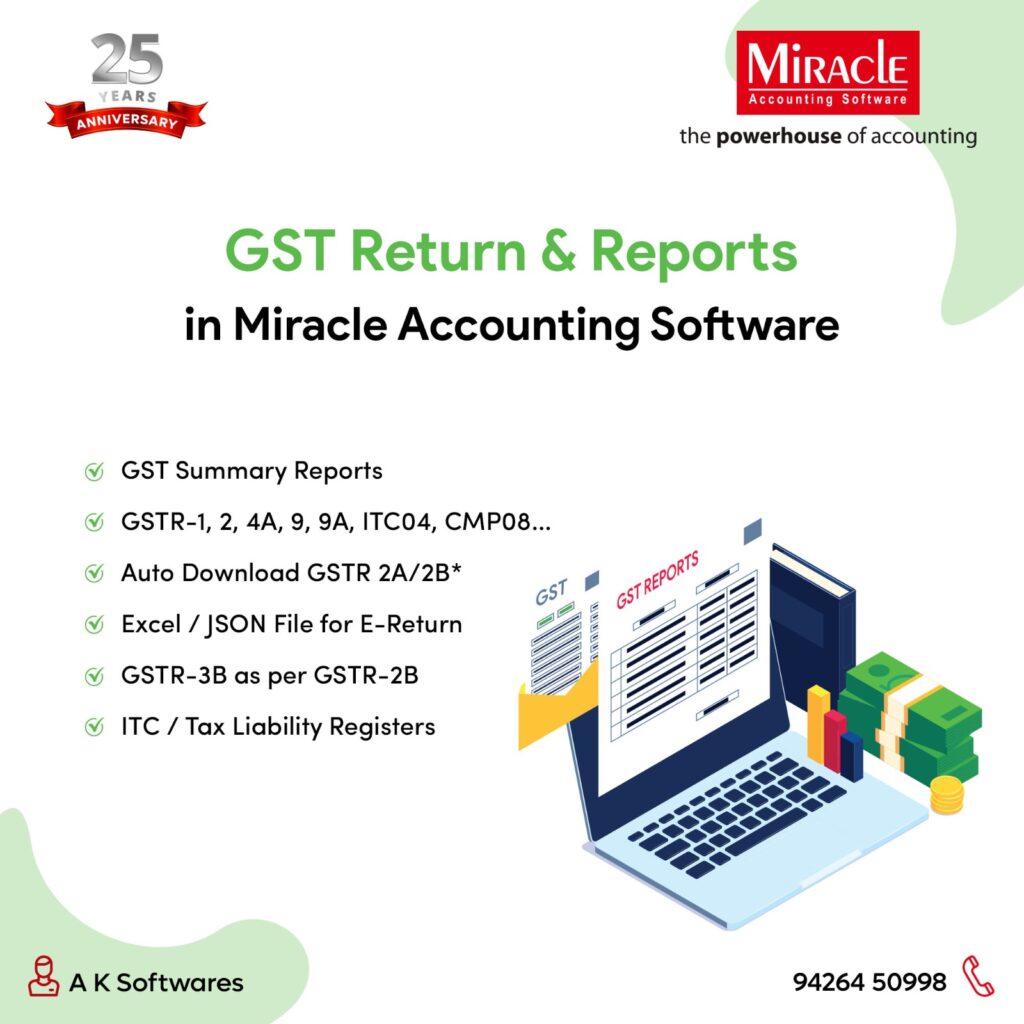 gst returns and reports in miracle software